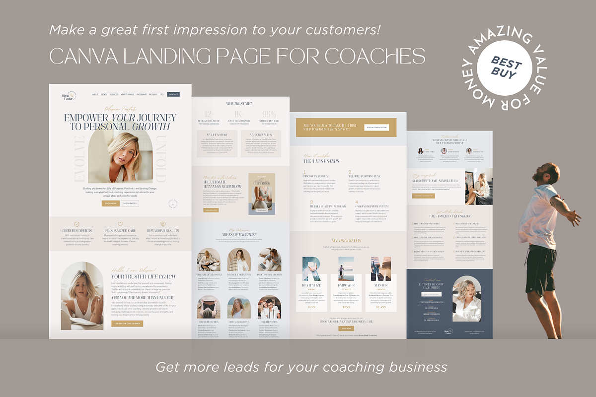 Coaching Website Template for Canva, a Landing Page Template by vectorocean (Photo 6 of 11)