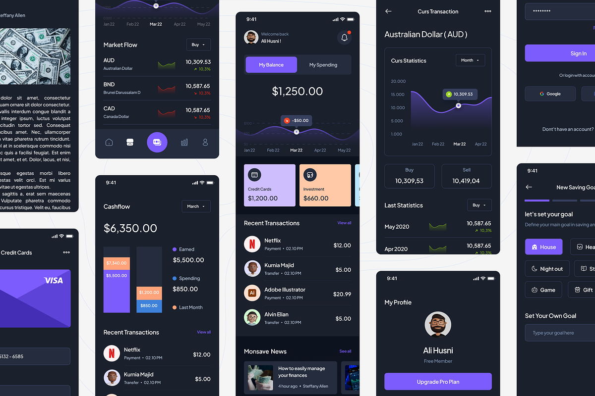 Finwallet - Finance Mobile App, an UI Kit Template by pickolabstudio (Photo 6 of 6)