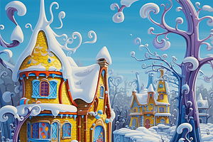 Winter Ice Painting Houses