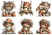 Whimsical Easter Cats Clipart Bundle, an Illustration by Dream Creation (Thumbnail 2 of 6)