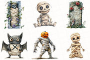 Watercolor Halloween Mummy Clipart, an Illustration by OK Design (Thumbnail 2 of 5)
