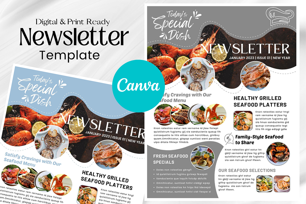 Canva Seafood Newsletter Template