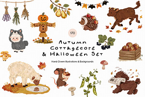 Autumn Cottagecore & Halloween Set, a Seasonal Illustration by divanovskaya_nv