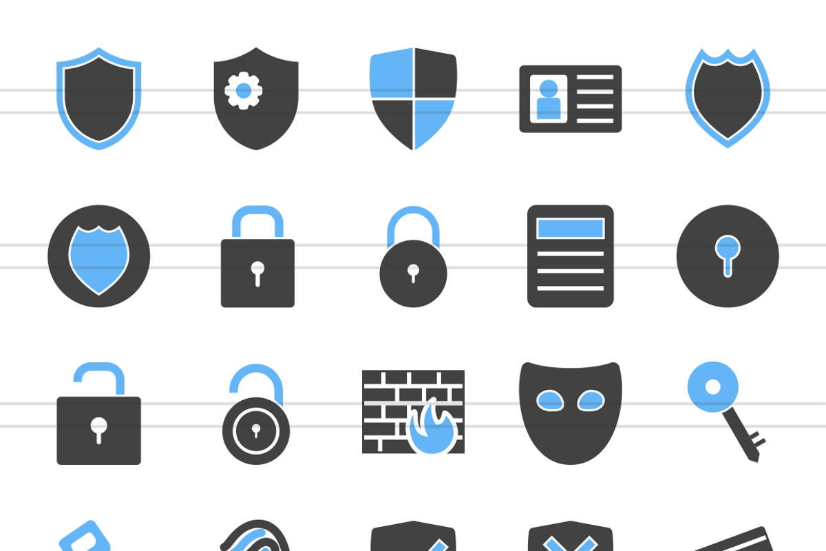 50 Security Blue & Black Icons preview 2