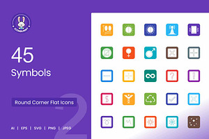 45 Symbols Filled Round Corner Icons, an Icon by IconBunny