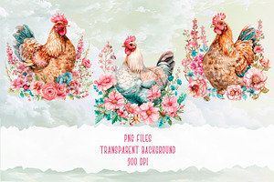 Pink Flower Chicken Clipart