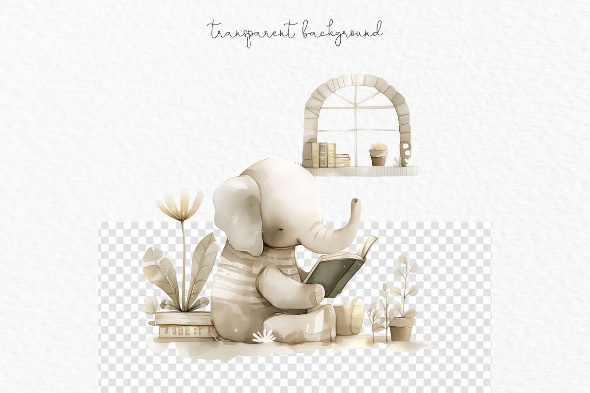 Baby elephant PNG watercolor clipart, an Animal Illustration by MyLittleMeow (Photo 5 of 5)