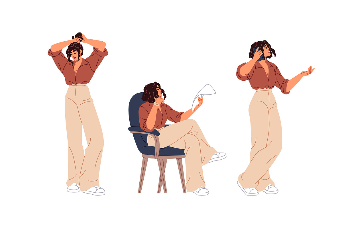 Business woman in various poses set, a Person Illustration by PaperTrident (Photo 3 of 7)