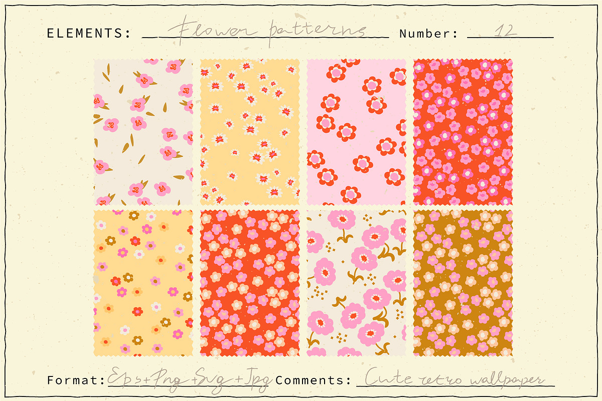 Retro Flowers Collection, a Pattern Graphic by NKTN (Photo 8 of 15)