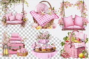 Bohemian Pink Gingham Summer Clipart, an Illustration by SVGArt (Thumbnail 7 of 9)