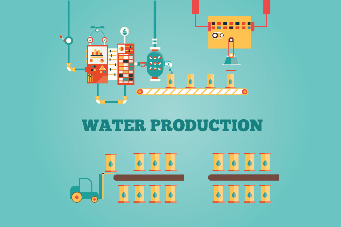 Factory of Mineral Water production, a Food Illustration by Semenhorosh