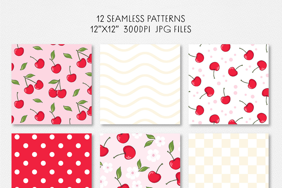 Cherry Seamless Pattern Collection, a Pattern Graphic by Paper Starr Studio (Photo 2 of 5)
