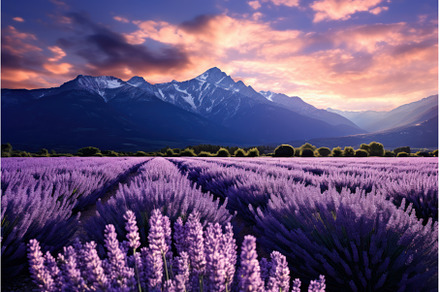 Picturesque Lavender field mountains, a Nature Photo by Ylivdesign