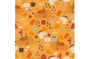 Seamless Pattern with Autumn Plants, an Object Illustration by Maria Starus