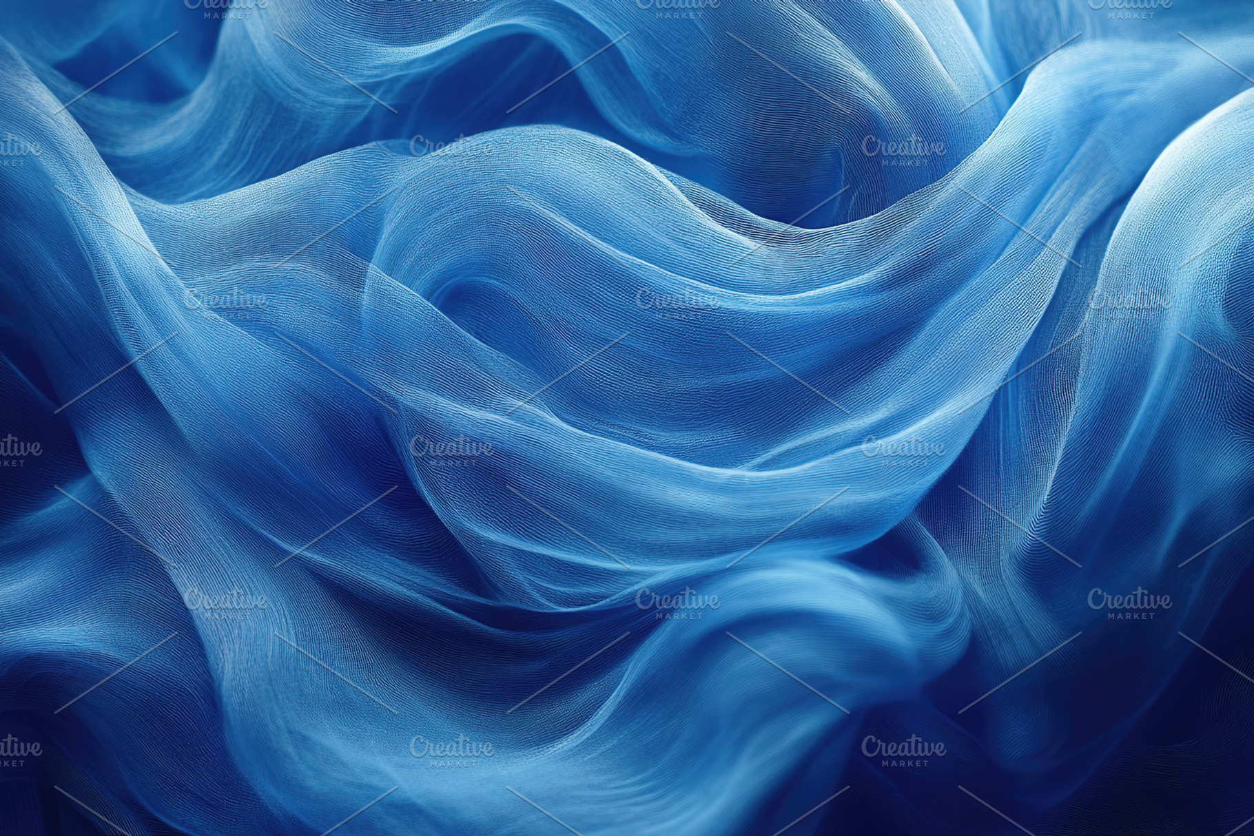 Flowing blue silk fabric with smooth texture and gentle waves, an Abstract Photo by AlyaAnd