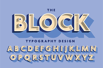 3d block typography design vector
