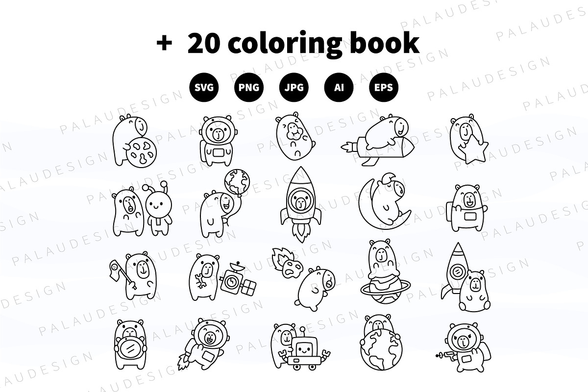 Capybara Space Clipart Set, an Education Illustration by Palau (Photo 9 of 10)