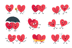Funny cartoon couple hearts. Heart, an Object Illustration by LadadikArt