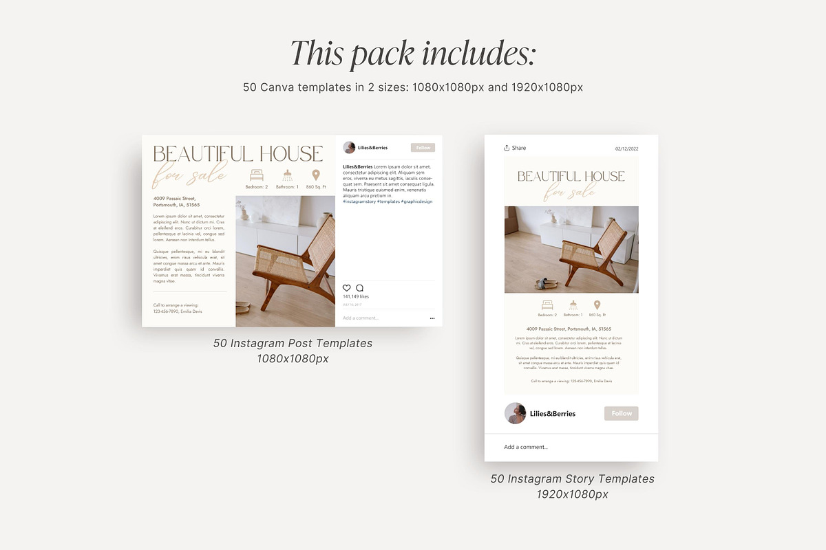 Real Estate Instagram Post Template, a Social Media Template by LiliesandBerries (Photo 14 of 22)