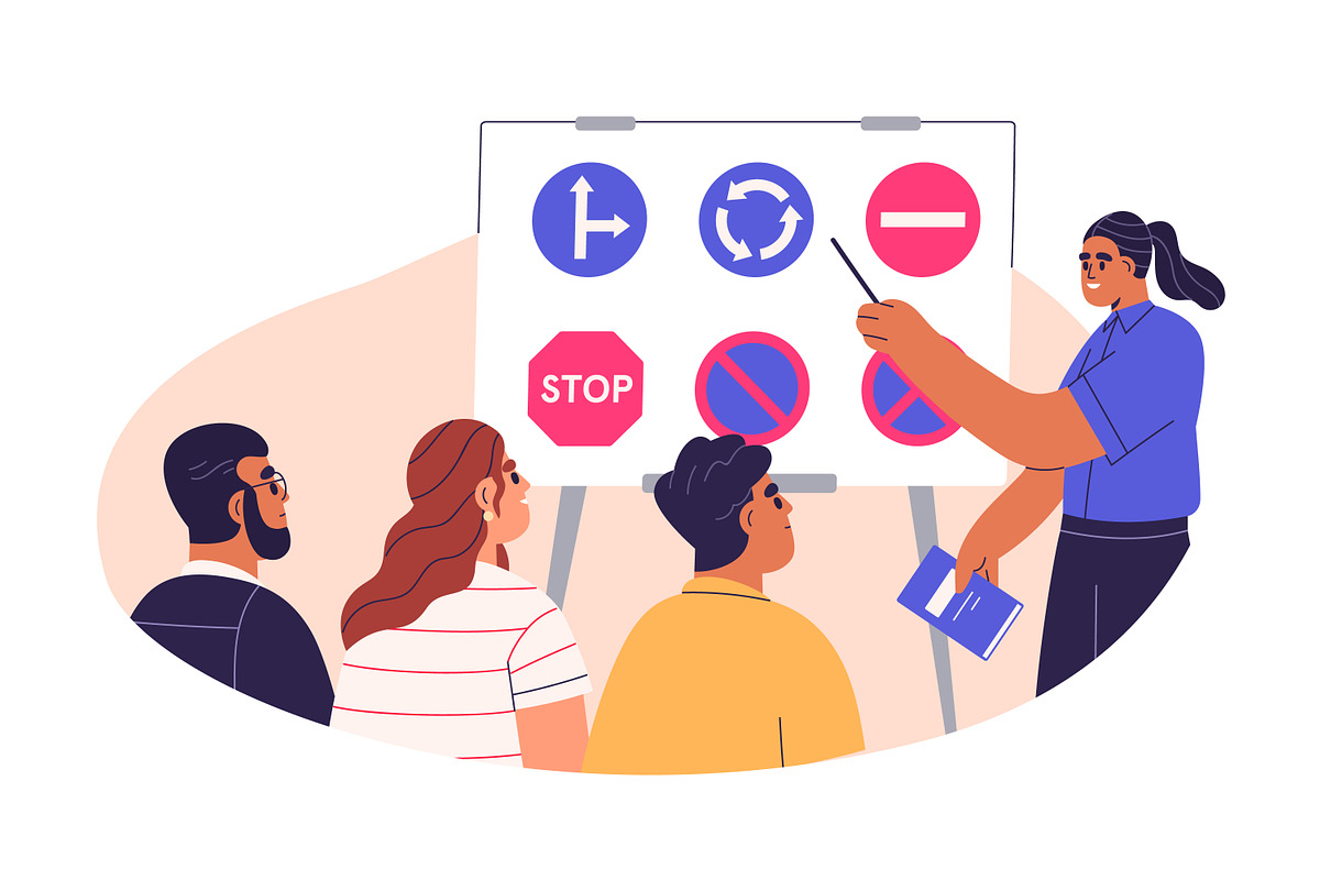 People study in driving school set, a Transportation Illustration by Good Studio (Photo 2 of 5)