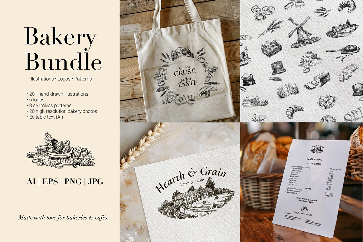 Bakery Bundle – Illustrations, Logos, an Illustration by Natalya Levish (Photo 1 of 7)