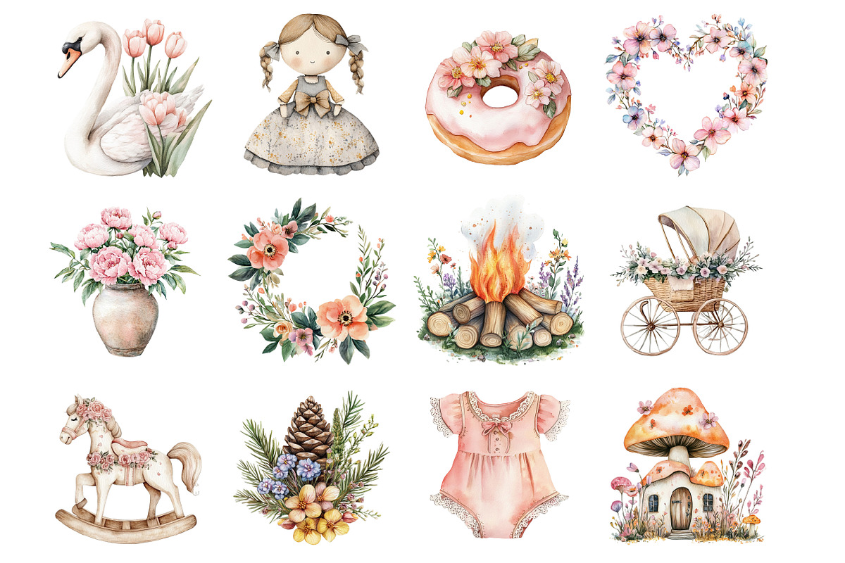 Pink Coquette Woodland Animals Clipa, a Seasonal Illustration by Design Market (Photo 3 of 5)
