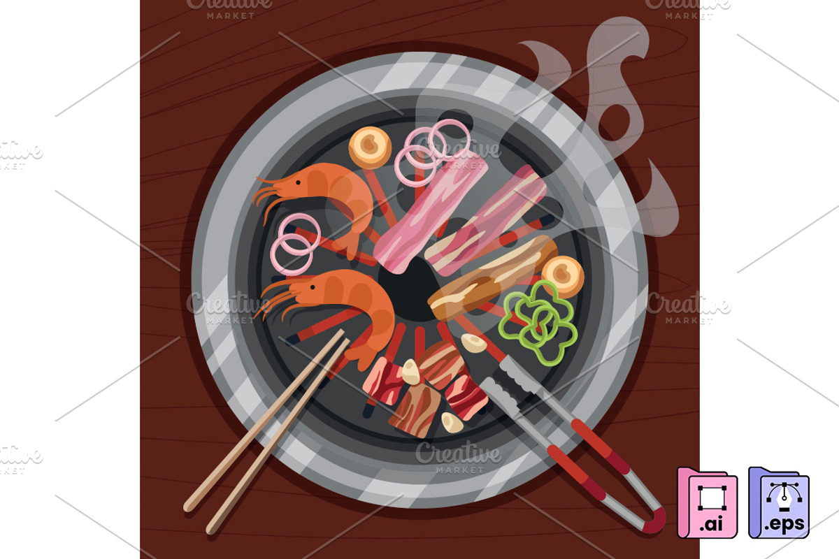Hand Drawn Korean BBQ Illustration, a Food Illustration by MISS CHATZ (Photo 1 of 3)