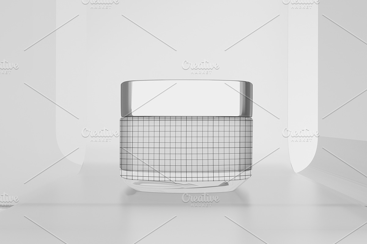 Cream Jar On Glass Mockup, a Packaging Mockup by Qaleb Studio (Photo 1 of 2)