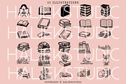 Bookish Girly SVG Illustrations, a Decorative Illustration by HalieKStudio (Thumbnail 3 of 9)