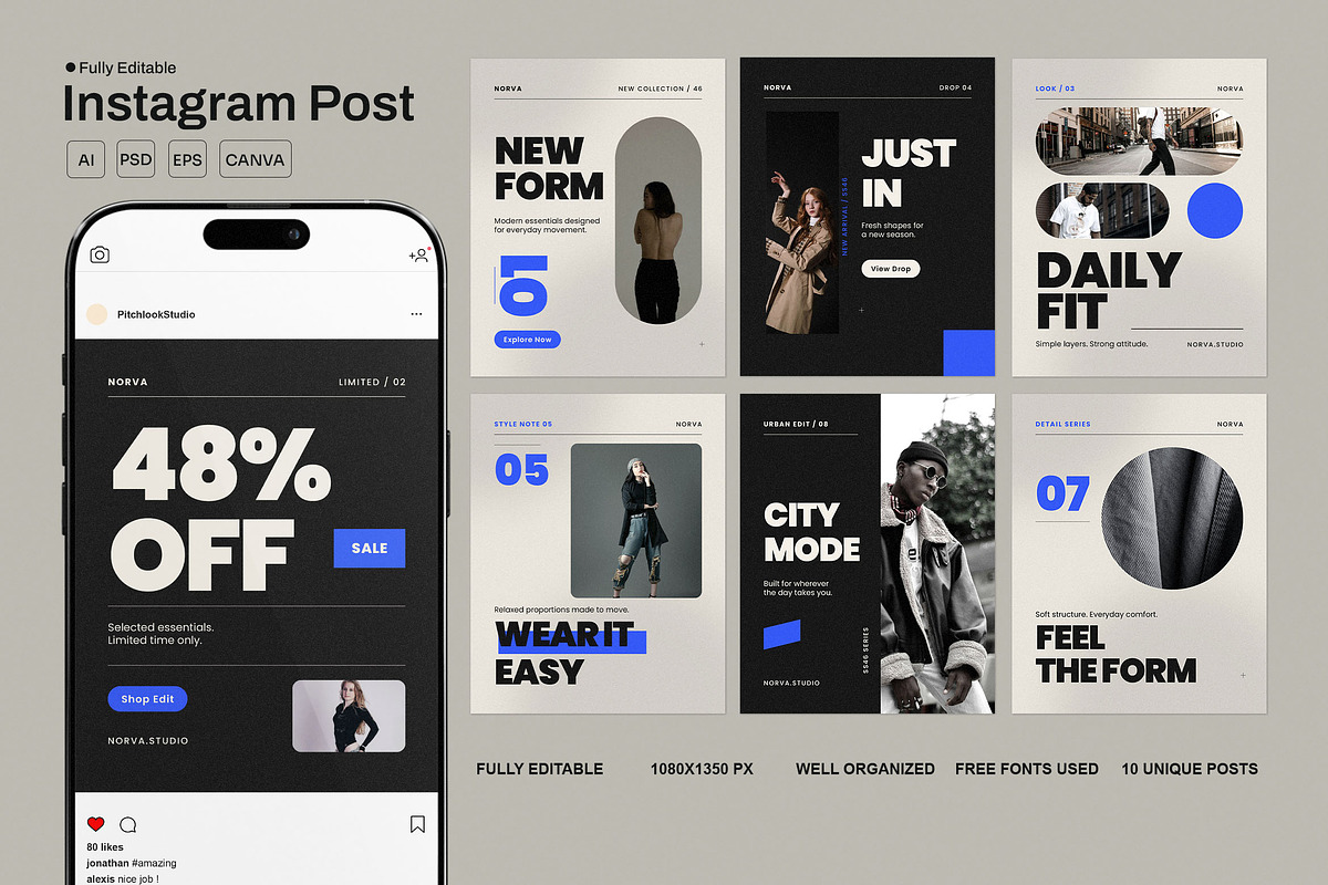 Fashion Social Media Pack, a Social Media Template by Pitchlook.Studio (Photo 1 of 3)
