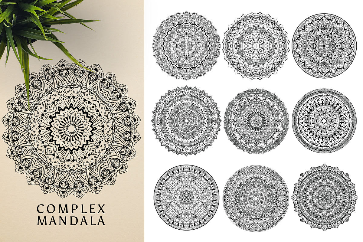 300 Vector Mandala Ornaments, a Decorative Illustration by pixaroma (Photo 13 of 49)