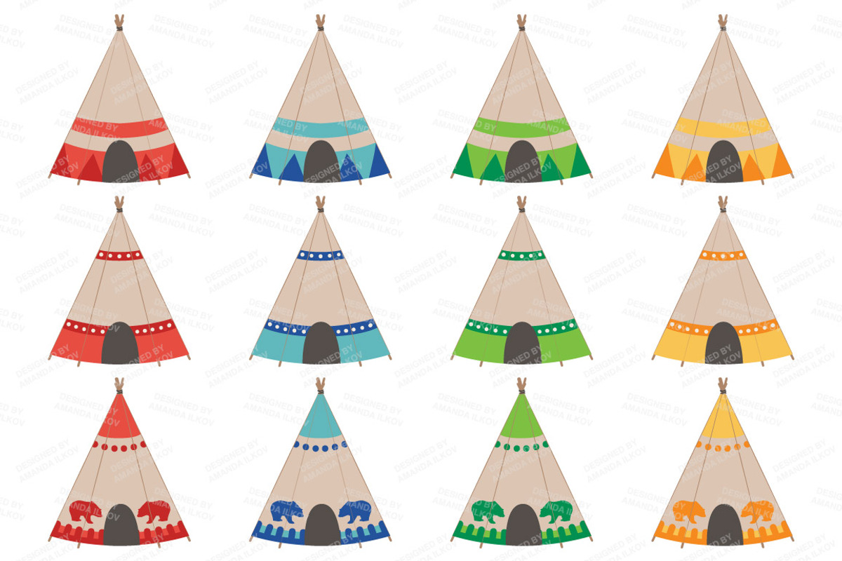Bright Tribal Clipart & Vectors, an Illustration by Amanda Ilkov (Photo 3 of 4)
