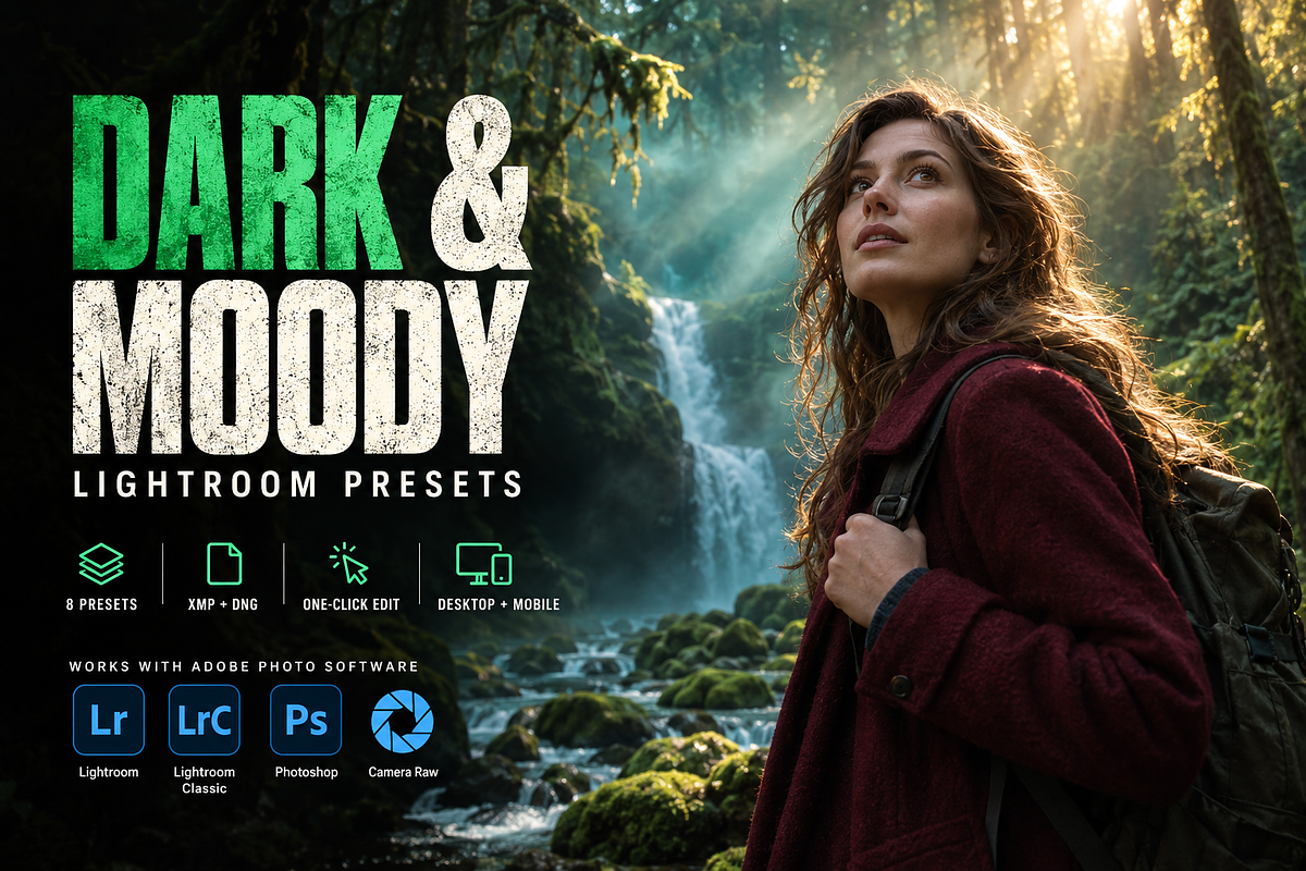 Dark and Moody Lightroom Presets, a Preset Add-On by AAA Presets (Photo 1 of 18)