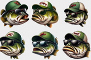 Watercolor Funny Bass Fish PNG, a Seasonal Illustration by Craft Nest (Thumbnail 2 of 6)