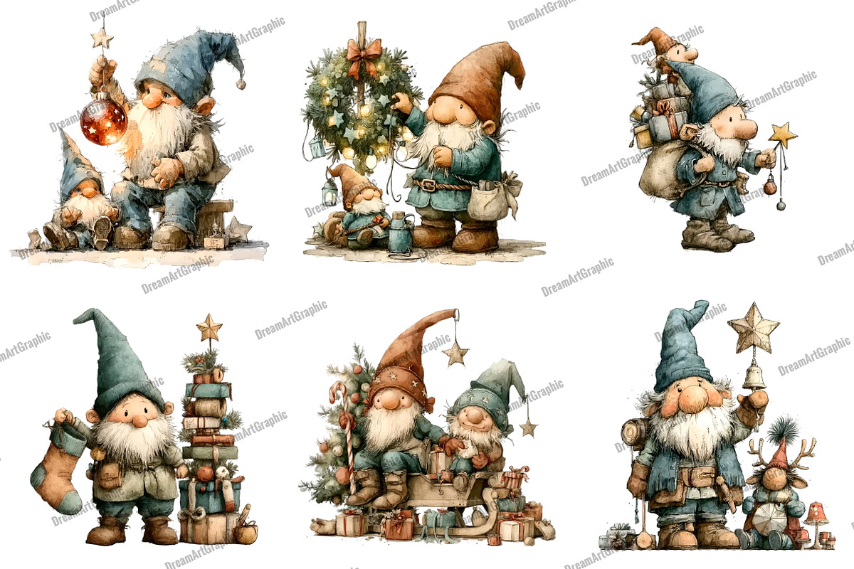 Christmas Gnomes Clipart, an Illustration by DreamArtGraphic (Photo 4 of 5)