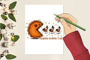 Funny Pumpkin Pie Chasing Turkey Png, an Illustration by designcity5 (Thumbnail 5 of 8)