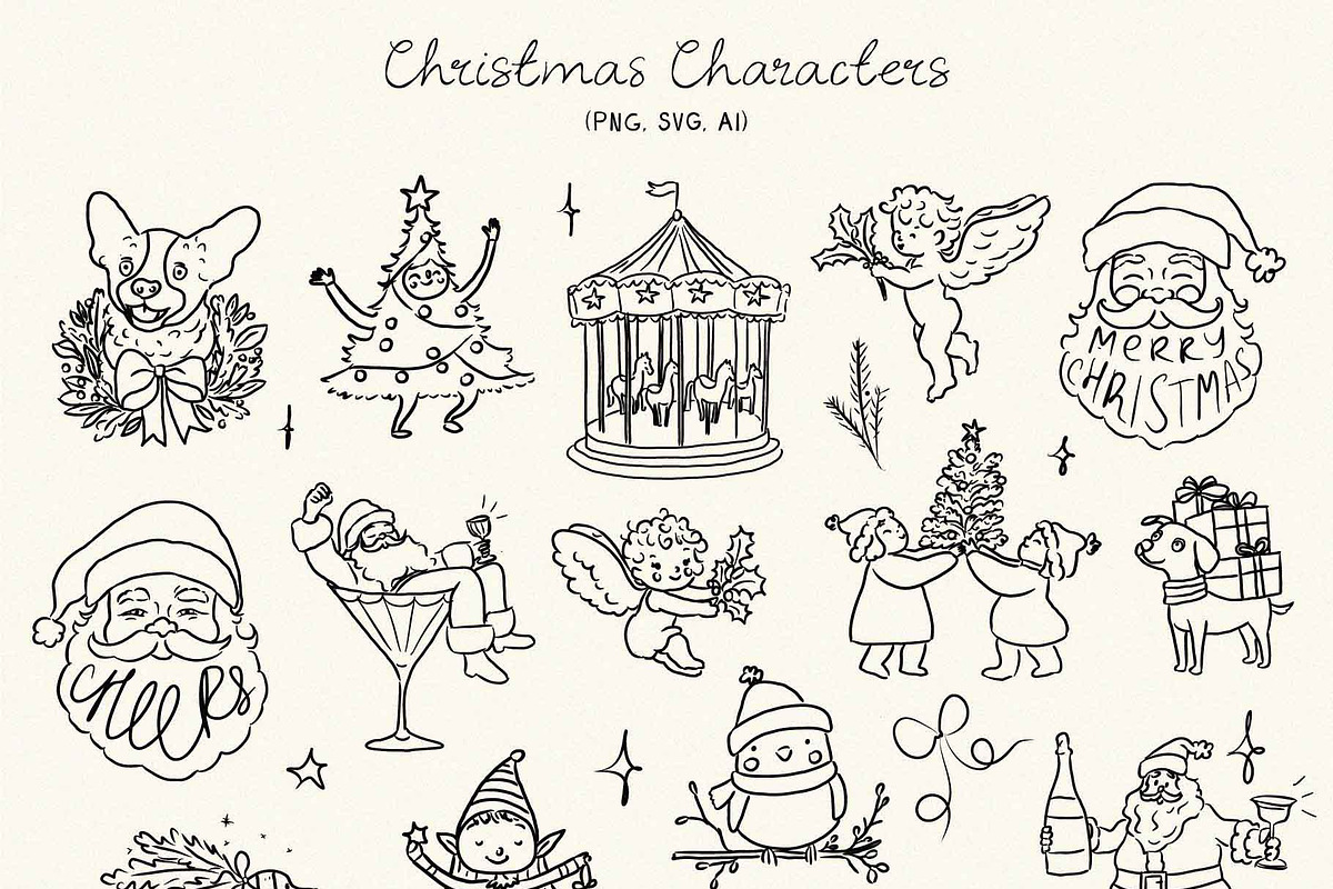 Hand Drawn Christmas SVG Bundle, a Seasonal Illustration by Ayya Studio (Photo 11 of 34)