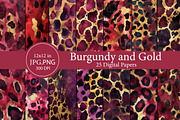 Burgundy and Gold Leopard Digital Pa, an Illustration by Designworld (Thumbnail 1 of 5)