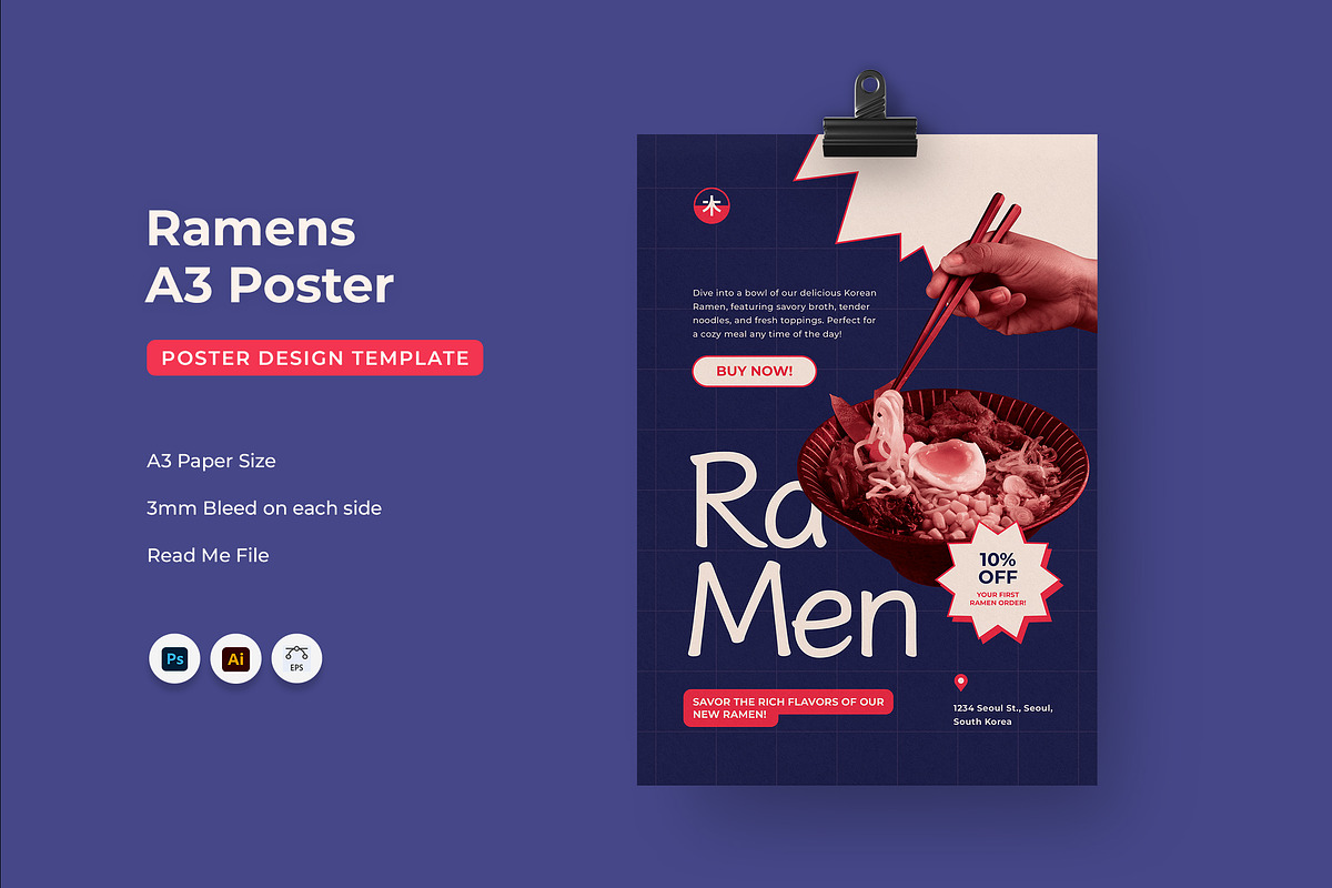 Ramens - Poster Template, a Poster Template by Fannan Studio (Photo 1 of 3)