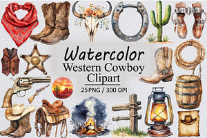 Western Cowboy Clipart, an Illustration by Design Market