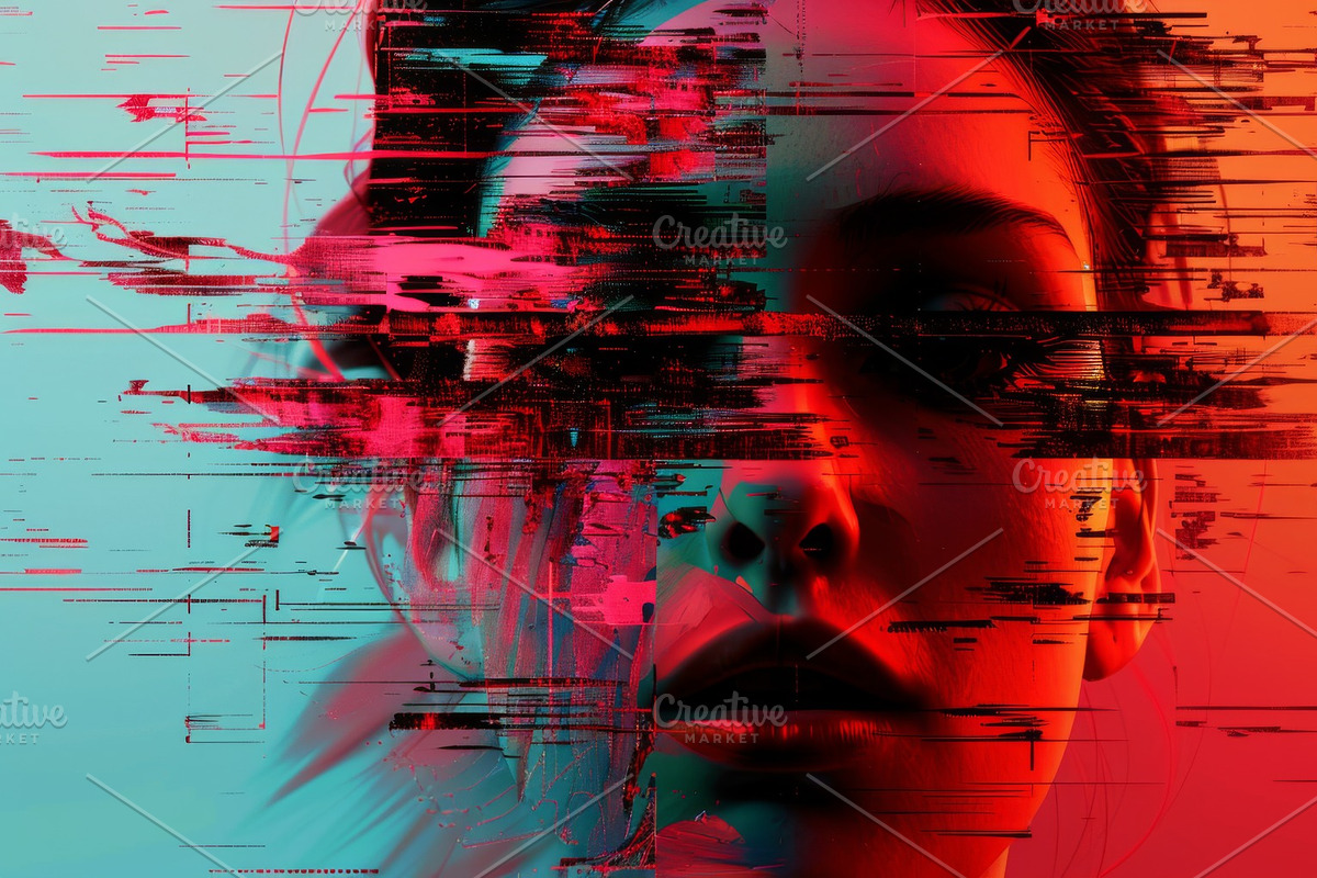 90 Glitch faces, a Person Illustration by Handmadefont (Photo 35 of 94)