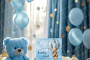 Boy baby shower invitation mockup, an Advertising Mockup by Blush Roses Print (Thumbnail 7 of 8)