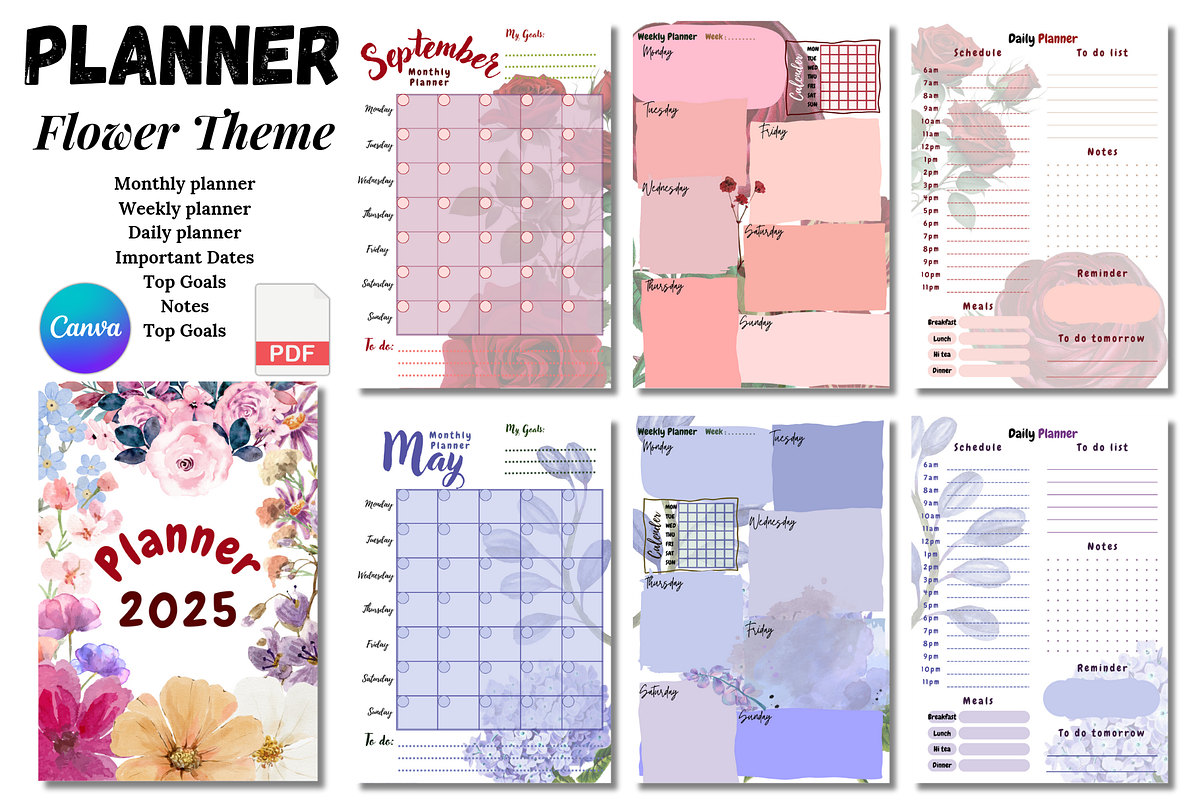 Flower Theme Planner Template, a Templates & Theme by EffahArt (Photo 1 of 5)