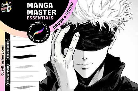 Procreate Manga Master Brushes, a Brush Add-On by Cozy Brushery