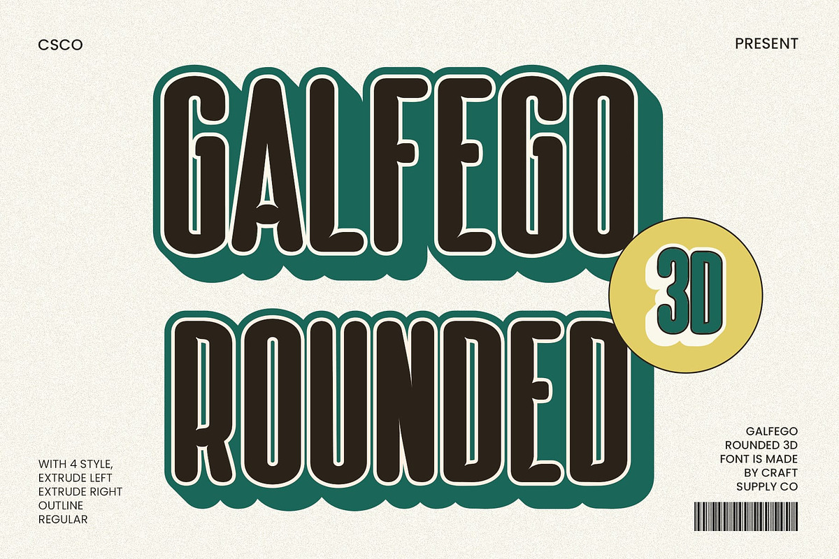 Galfego Rounded 3D, a Sans Serif Font by Craft Supply Co. (Photo 1 of 8)