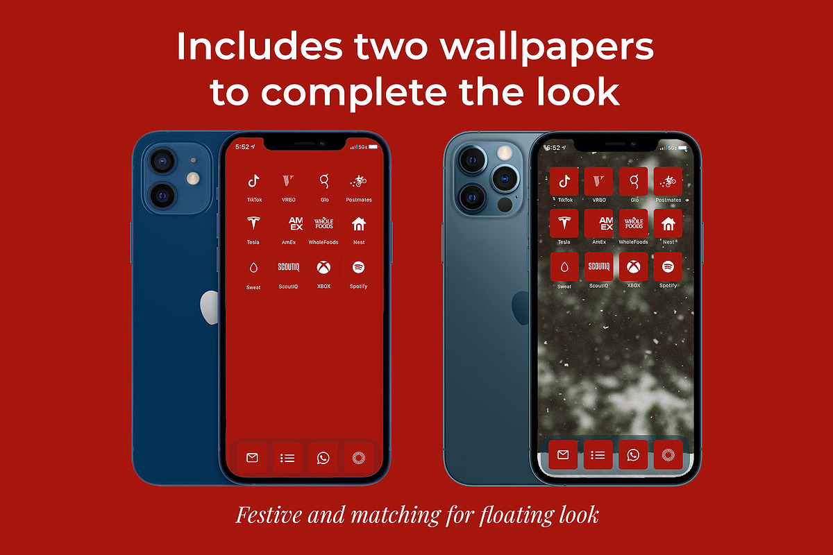 300 Christmas Dark Red iOS 14 Icons, an Icon by A Good Design Studio (Photo 3 of 5)