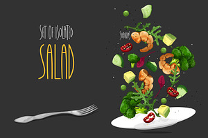 SET salad. Vector illustration