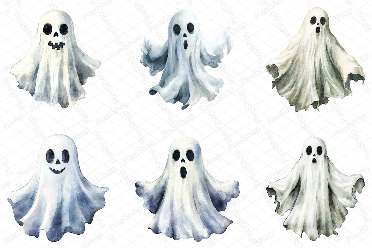 Halloween Ghost Clipart, an Illustration by DreamPrint404 (Photo 4 of 6)