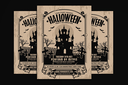 Halloween Party Vintage Flyer, a Flyer Template by Muhamad Iqbal hidayat