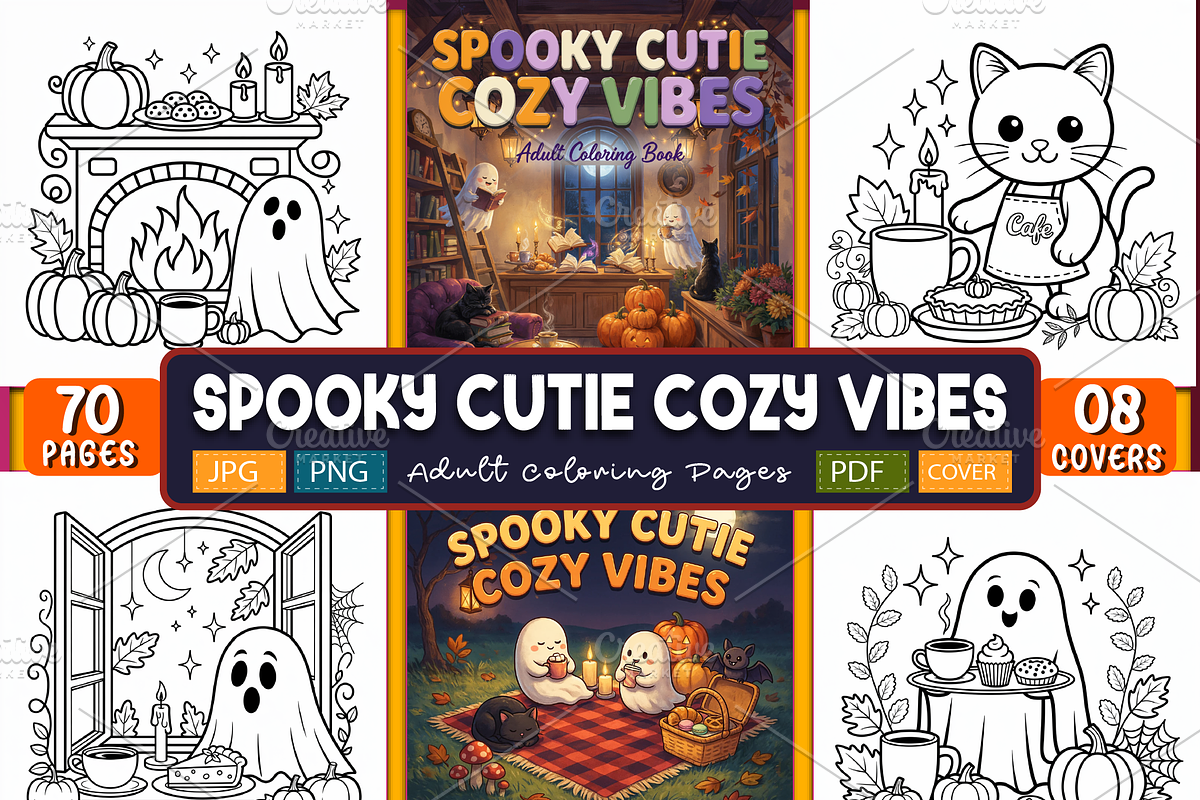 Spooky Cutie Cozy Vibes Adult, a Seasonal Illustration by Ink Gallery (Photo 1 of 4)